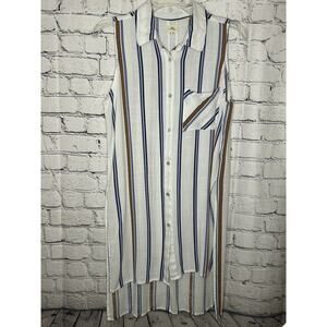 O’Neill Women’s Shirt Dress Size S Hi-Lo Striped Cover-up Sleeveless